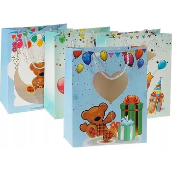 Dárková taška Dárková taška MEDVÍDEK A BALÓNKY 32x26x12 cm TM102