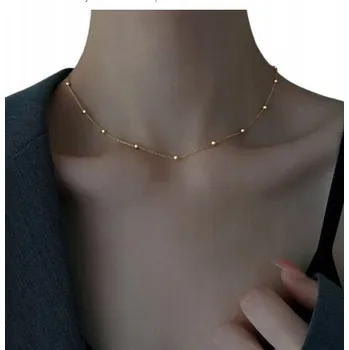 Náhrdelník Zlatý Náhrdelník Jemný Decentní Kuličky Nerezová Ocel Titan