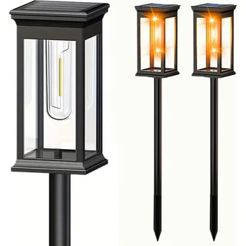 Venkovní osvětlení 2 ks Solární Lampa ZAHRADNÍ SLOUPEK ZAPICHOVACÍ Černá IP65