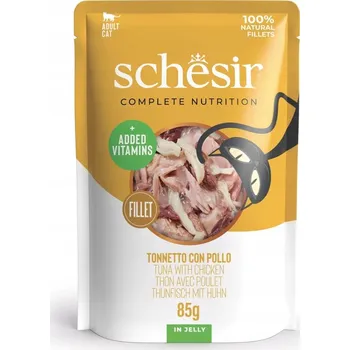 Krmivo pro kočku Schesir mokré Krmivo pro kočky s tuňákem a kuřetem v želé 85 g