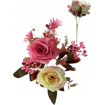 umělá květina Kytice umělých květin, mix růží, barevná dekorační větvička 30 cm