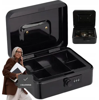 Pokladnička POKLADNIČKA NA PENÍZE KLÍČE MINCE KOVOVÁ BEZPEČNOSTNÍ SCHRÁNKA