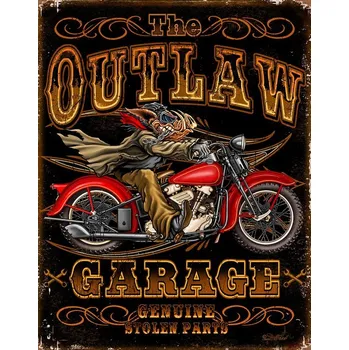 Plechová cedule Plechová cedule Outlaw Garage Bikes