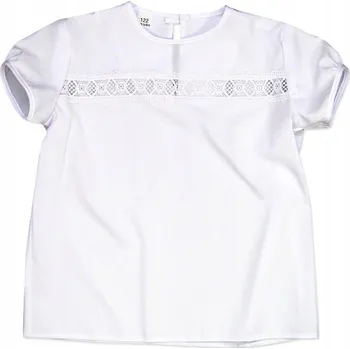 Dámská halenka 122 Bílá společenská halenka do školy, krátký rukáv PL ŠKOLA BS504