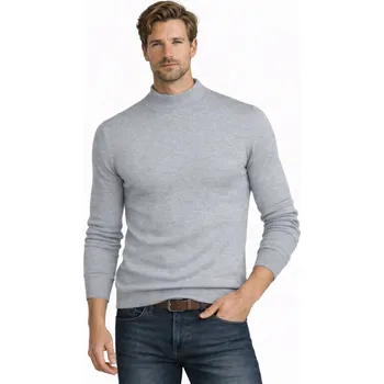 Pánský svetr PÁNSKÝ SVETR S ROLÁKEM - MMB603-2 rolák šedý elegantní klasický