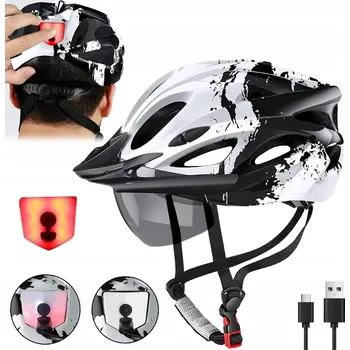 Cyklistická přilba CYKLISTICKÁ PŘILBA NA KOLO PÁNSKÁ DÁMSKÁ MTB NASTAVITELNÁ POHODLNÁ 57-62CM SVĚTLO