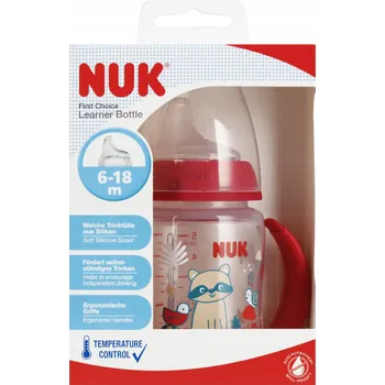 NUK Láhev 150 ml 6m+ s držátky First červená 10215335
