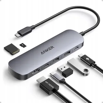USB hub Anker Nano PowerExpand Hub USB-C 7v1 HDMI 4K 60Hz 100W PD USB 3.0 Čtečka