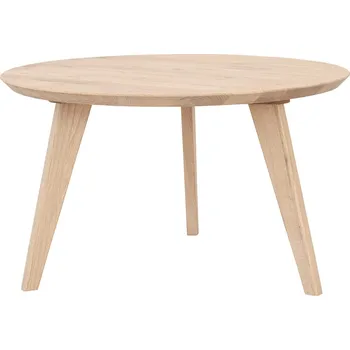 Konferenční stolek KATMANDU Malý dekorační kulatý stolek Orbetello, bělený dub, masiv dub, rozměr 41,5x70x70cm