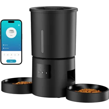 Miska pro psa AUTOMATICKÝ DÁVKOVAČ KRMIVA PRO KOČKY 5L S APLIKACÍ WIFI, DVOJITÁ MISKA + ČASOVAČ