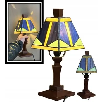 Lampička Stolní lampa Tiffany vitáž PICASSO_ WOOD BASE 31*13 E14