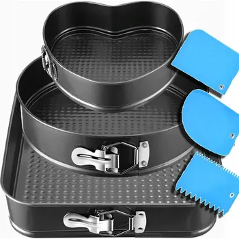 Forma na pečení Forma Na Dort 3 ks ocel kulaté čtvercové srdce