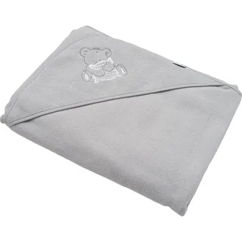Dětská froté osuška s výšivkou a kapucí New Baby 100x100 šedá medvěd