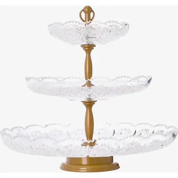 Talíř Bohemia Crystal Bohemia Crystal broušený křišťálový etažér 3-dílný brus Klasik