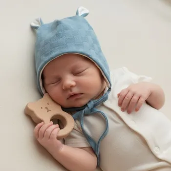 Kojenecká čepice Baby Service Kojenecká čepice zavazovací s oušky Obdélník modrá Babyservice Vel. 68