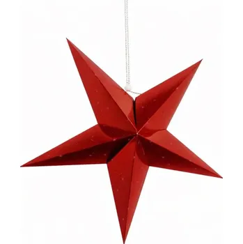 Velikonoční dekorace DECOLED Vánoční papírová hvězda do okna 45 cm, 5cípá, červená
