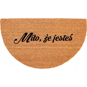 Rohožka PŮLKRUHOVÁ KOKOSOVÁ VSTUPNÍ ROHOŽKA S VTIPNÝM NÁPISEM - RÁDI VÁS TU MÁME