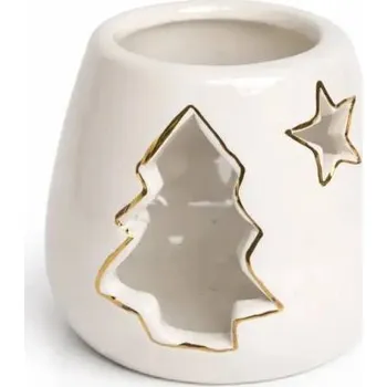 Velikonoční dekorace DECOLED Svícen na čajové svíčky 9,4 × 9,4 × 7,7 cm, bílá, keramický