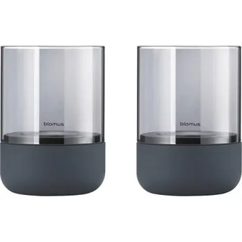 Svícen na čajovou svíčku CALMA 9 cm, sada 2 ks, kouřová, beton, Blomus - doprava zdarma od 2999 Kč