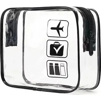 Kosmetická taška Kosmetická taštička DKM Průhledná kosmetická taštička černá bezbarvá