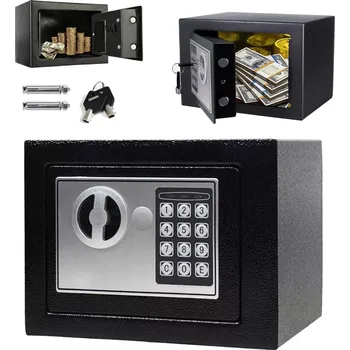 Trezor Domácí Trezor Schránka s elektronickým zámkem, pancéřová pokladna na kód, černá