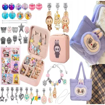 dětská sada na výrobu šperků Sada na výrobu náramků a šperků + plyšová taštička Labubu