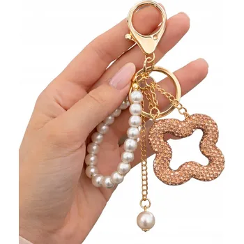 Přívěsek PŘÍVĚSEK DOPLNĚK PŘÍVĚSEK PERLY ČTYŘLÍSTEK ZIRKONY ZLATÝ Stylový