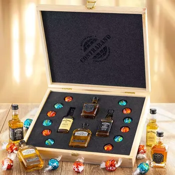 Dárkový potravinový koš Dárková sada pralinky Lindt & whiskey Jack Daniel's set CONTRABAND Standardní víko