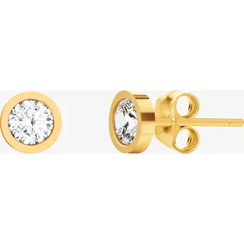 Náušnice Preciosa ocelové náušnice Gonia, kubická zirkonie, malé, pozlacené, bílé