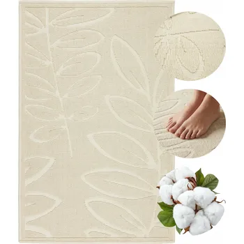 Koupelnová předložka KOUPELNOVÁ PŘEDLOŽKA BÉŽOVÁ BAVLNĚNÁ 50x80 CM PROTISKLUZOVÁ, VHODNÁ DO PRAČKY