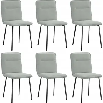 Jídelní židle Jídelní židle, 6 ks, světle šedé, čalouněné sametem