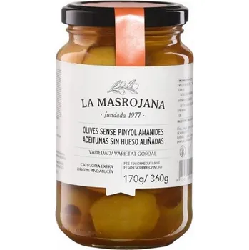 oliva La Masrojana Olivy zelené Gordal Aliñadas vypeckované nakládané (sklo) 360 g