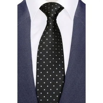 Kravata ČERNÁ KLASICKÁ Stylová Žakárová Kravata 7cm Pánská ke Obleku RENE rc254