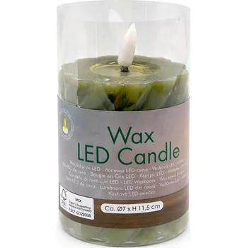 Svíčka LED svíčka vosková zelená cca Ø7 x V 11,5 cm Realistický plamen