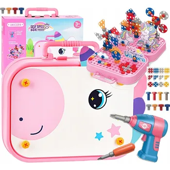 ostatní stavebnice Stavebnice jednorožec v kufříku se šroubovákem 228 dílků