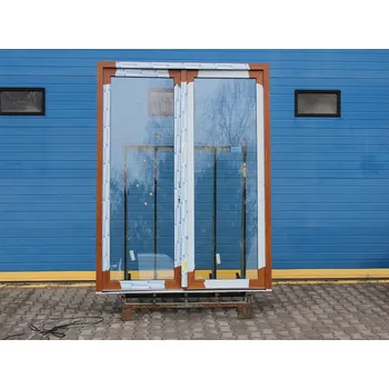 Vchodové dveře VÝPRODEJ Plastové balkonové dveře - KNIPPING 76 AD, 1960x2315 mm, O+OS, zlatý dub/bílá + příslušenství a montážní materiál zdarma