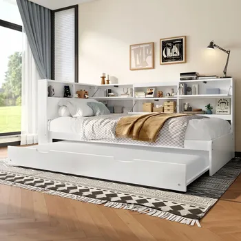 Postel Jednolůžková dřevěná postel Arhatreya 90x200 cm bílá