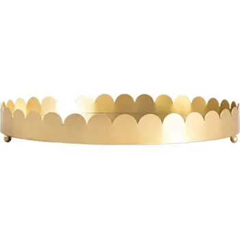 Dekorativní tác GRAZIA se zrcadlem, kulatý, zlatý, 31x4 cm HOMLA