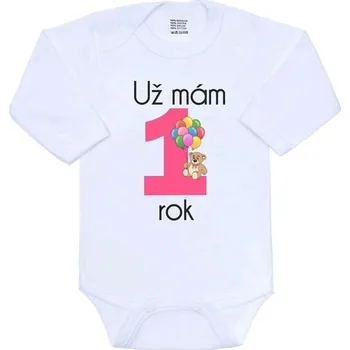 Kojenecký body Body s potiskem New Baby Už mám 1 rok růžové 86 (12-18m)