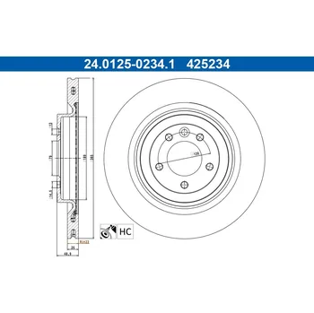 Brzdový kotouč Brzdový kotouč ATE 24.0125-0234.1