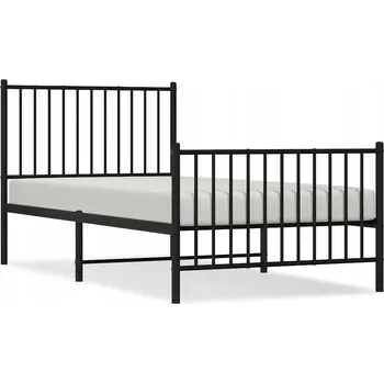 Postel Klasický rám postele z oceli, černý, 196x95x90,5 cm, s úložným prostorem