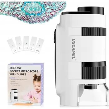 Mikroskop USCAMEL Kapesní mikroskop pro děti i dospělé 60x-135x, mini mikroskop