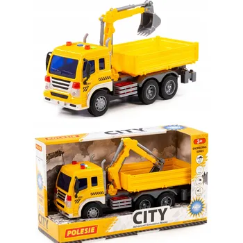 autíčko Městské auto s demoliční koulí a bagrem, interaktivní, světlo a zvuk POLESIE
