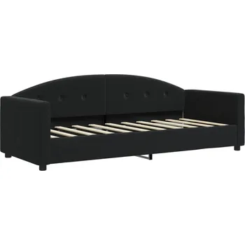 Pohovka Černá pohovka s funkcí spaní 222x90x75 cm, samet, 2 v 1