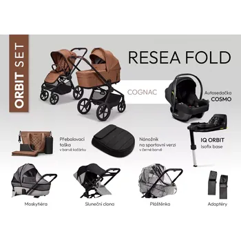 Kočárek Moon ReSea FOLD ORBIT set Cognac