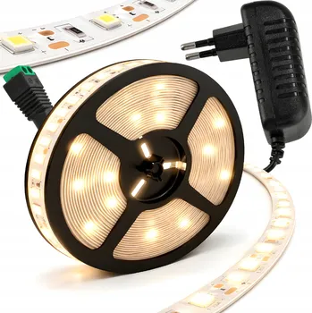 LED páska Taśma LED 24W 5m SMD 1500LM JASNE ŚWIATŁO NAPÁJECÍ ZDROJ RYCHLÉ PŘIPOJENÍ