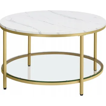 Konferenční stolek Konferenční stolek Songmics kulatý 80 x 80 x 46 cm bílý, zlatý