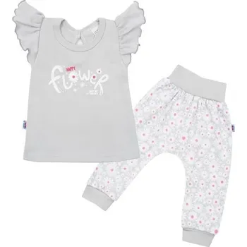 Kojenecká souprava 2-dílná kojenecká bavlněná souprava New Baby Happy Flower šedá 92 (18-24m)