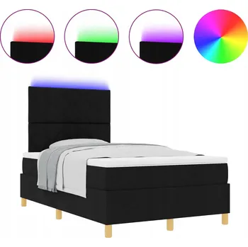 Postel King-size postel s pružinami a LED osvětlením, černá, 203 x 123 x 128 cm