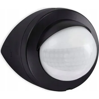 Venkovní senzor pohybu a soumraku IP44 240° Detektor 12m Fasádní Černý